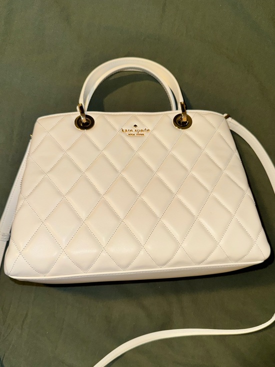 kate spade Handbags - kate spade White Quilted Leather Satchel with Gold Hardware